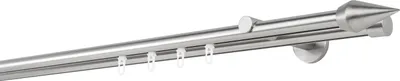Produktbild von Gardinenstange Maß Innenlauf 20mm Kegel 2-lauf Wand 12cm Farbe: Edelstahl-Optik, Größe: 290cm