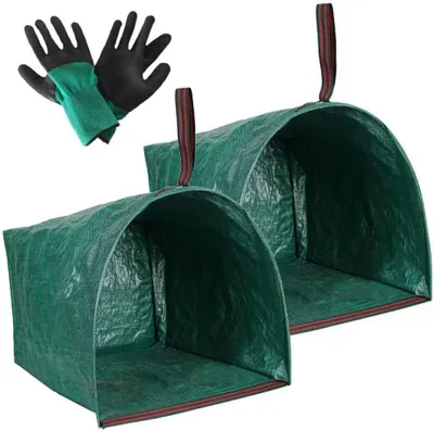 Produktbild von 2er Set Gartensack 270L,Faltbarer Rasensäcke und Gartenabfallsack mit Handschuhen, robust und wiederverwendbar