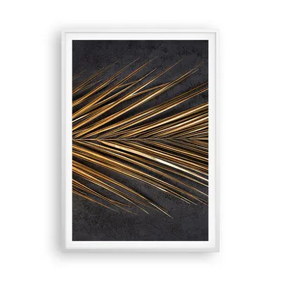 Produktbild von Gerahmtes Poster - Weißer Rahmen - Blatt golden schwarz - 70x100 cm - Wand Bild - Wanddeko - Wandbilder - Kunstposter - Wandposter - Bilderrahmen - Bilder - Kunstdruck - P2WPA70x100-5091