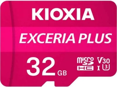 Image de Carte mémoire micro SD avec adaptateur Kioxia Exceria Plus UHS-I U3 classe 10 rose