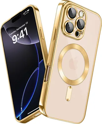 Produktbild von Handyhülle für iPhone 16 Pro Max mit Magsafe und Kameraschutz, Magnetisch Ultra Dünn Klar Überzug Schutzhülle Gold