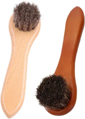 Productafbeelding van Schoenenborstel 15.5 cm, set van 2, paardenhaar en beukenhout, voor leren schoenen