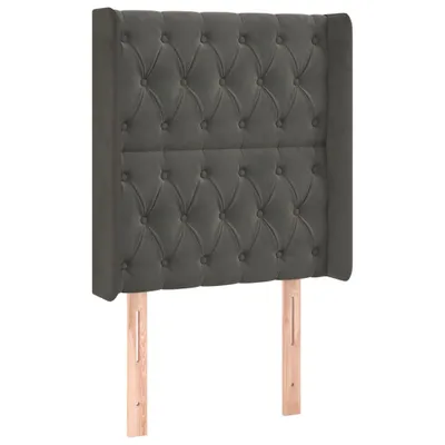 Produktbild von vidaXL Kopfteil mit Ohren Dunkelgrau 83x16x118/128 cm Samt