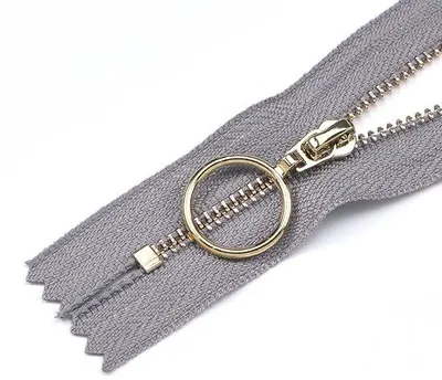 Produktbild von Sechsfach-Metall-Nylon-Reißverschlüsse, 38 mm breit, für Jacken, Taschen, Sweatshirt-Zöpfe, Grau, Länge 18 cm