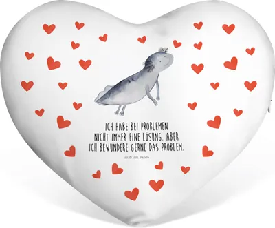 Produktbild von Mr. & Mrs. Panda Kuschelkissen Axolotl Schwimmen - Weiß - Geschenk, Lösungen, Dekokissen, dekoartikel, Freude, Motivation, Herzkissen, Optimistisch, Sofakissen, Problem