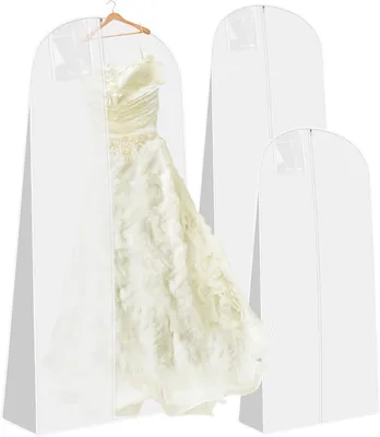Image de Housse de protection pour vêtements, 180 cm, lot de 2, respirante, imperméable, anti-poussière, idéale pour les robes de mariée, les robes de soirée, les vestes