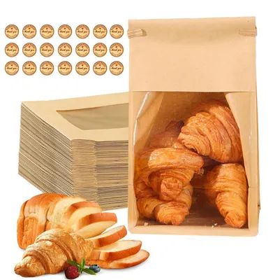 Produktbild von Brotbeutel aus Papier - Mit Sichtfenster - Zur Aufbewahrung von Brot und Gebäck - 10 Stück