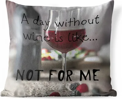 Produktbild von MuchoWow® Outdoor Kissen - Zitat Wein "Ein Tag ohne Wein ist wie ... nicht für mich" mit einem Weinglas - 60x60 cm - Wetterfest - Lounge Kissen - Dekoration - Schlaf Kissen