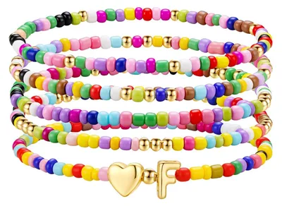 Produktbild von TINGN Bunte Perlen Armband Damen Mädchen - 5 Stück Handgefertigt Bunte Armband m