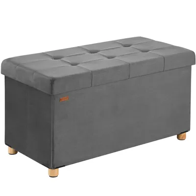 Produktbild von CASARIA® Sitzbank mit Stauraum Anthrazit Samt mit Holzfüßen Faltbar Sitzbank 300kg Belastbar 76cm Truhe Wohnzimmer Schlafzimmer Flur Truhenbank Bank