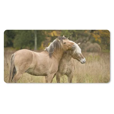 Produktbild von MuchoWow® Mauspad Mousepad Zwei kuschelnde Fjordpferde im Herbst 60x30 cm - Mousepads - Maus Mat - Pad - Mausunterlage - Nachhaltig