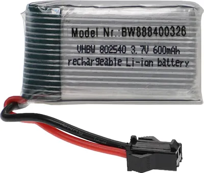 Produktbild von vhbw Akku kompatibel mit SM-2P Stecker für Modellbau z.B. Racing Car, Helikopter, Flugzeug (600mAh, 3,7V, Li-Polymer, 44 x 24 x 9 mm)