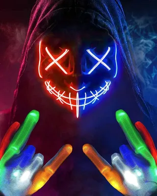 Produktbild von Halloween Maske LED Maske Leuchtende Handschuhe-Set, Mehrere Leuchtmodi The Maske Kostüm, Halloween Kostüm Herren Kinder Jungen Teenager, Horror Maske Totenkopf Maske Halloween Party