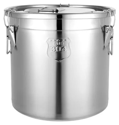 Immagine prodotto di Secchio di conservazione in acciaio inossidabile - Contenitore per alimenti da 21 L - Acciaio inossidabile 304 per uso alimentare - A tenuta ermetica - Coperchio e manici - Resistente alla corrosione - Ø 33 x 30 cm
