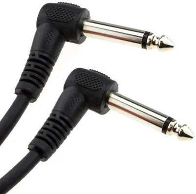 Productafbeelding van 2 Meter Gitaarkabel Mono Rechtshoekige Jack 6,35 mm Korte Kabel
