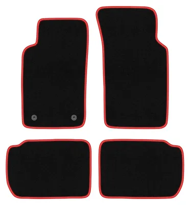 Zdjęcie produktu dla Dywaniki samochodowe welurowe CARLUX-RED do: Ford Sierra (1982-1993, kombi, sedan, liftback) czarne z czerwonym obszyciem, z mocowaniami