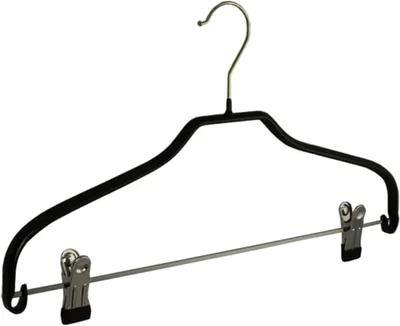 Obrázok produktu pre Vešiak na šaty 10 ks, kov, čierna, protišmyková vrstva, 40 cm, na nohavice