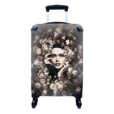 Produktbild von MuchoWow® Koffer Handgepäck Trolley Rollkoffer Kleine Reisekoffer mit 4 Rollen - Frau - Blumen - Botanisch - Natur - Cabin Size < 55x40x23 cm & 55x40x20 cm - Fotokoffer - Kabinenkoffer - Boardgepäck - Reise-Box - Reisekoffer - Reisegepäck - Koffer mit Bild - Trolley für Kinder