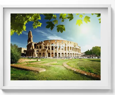 Produktbild von Römisches Kolosseum– Wandbild mit Rahmen – Gerahmtes Bild  – Wanddekoration – 80x60 cm –  Weiß Rahmen