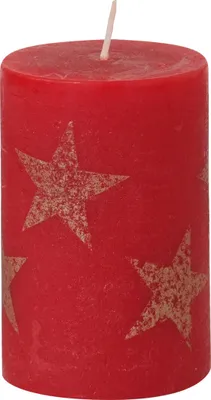 Produktbild von Weihnachtskerzen Stumpenkerze "Multistern" Rubin Rot 100/68 mm