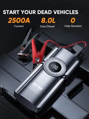 Obrázok produktu pre Prenosný štartér – powerbanka s kapacitou 20 000 mAh – štartovací prúd 2500 A s kompresorom