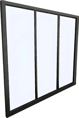 Produktbild von BAYVIEW verglaste Wand aus schwarz lackiertem Aluminium - 90x105 cm