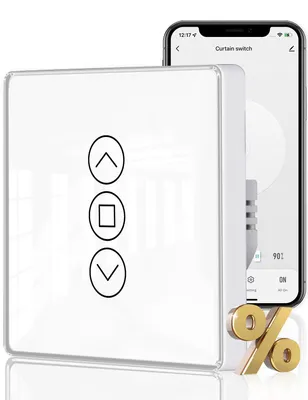 Produktbild von MOES 2.5D Rolladenschalter Smart Wlan mit Prozentanpassung,Kompatibel mit Alexa und Google Home, Zeitschaltuhr und Sprachsteuerung,Rolladensteuerung Unterputz,Neutralleiter erforderlich(Weiß)