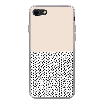 Produktbild von MuchoWow® Handyhülle Schutzhülle Hülle für iPhone 7 Polka dots - Weiß - Schwarz Silikon Softcase Handy Hülle - Kartenhalter
