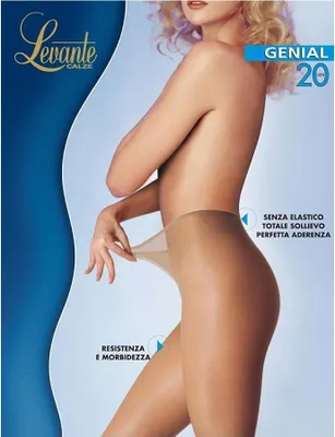 Immagine prodotto di Collant donna LEVANTE 20 den senza elastico in vita perfetta aderenza articolo GENIAL 20 COLLANT, 2 - M, Cotone 3%,Poliammide 79%,Spandex 18%