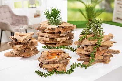 Image de Gilde Vase, "Bali", Holz, naturfarben, VE 2, H. 18 cm, D. 25 cm 51471 4063387514719