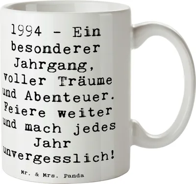 Produktbild von Mr. & Mrs. Panda Teetasse Spruch 1994 Geburtstag - Weiß - Geschenk, schöne tasse, Erinnerungen, Happy Birthday, Glückwunsch, unvergesslich, Geburtsjahr, Geschenktasse