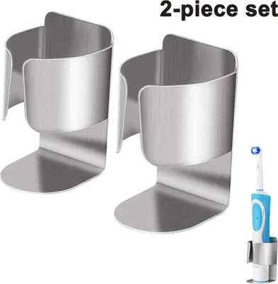 Produktbild von Stück Zahnbürstenhalter für elektrische Zahnbürsten, Edelstahl, selbstklebend, zur Wandmontage, Badezimmer, Küche, ohne Bohren