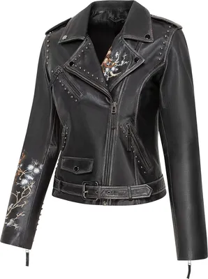 Produktbild von Stars & Stripes Western Biker Jacke Nappaleder Stickerei »MABEL« Gr.S
