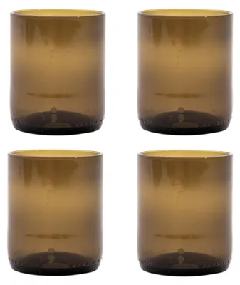 4er-Set Gläser aus Upcycling-Glas, olivgrün, 250 ml