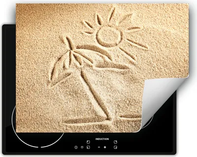 Produktbild von DarHaus Herdabdeckplatte 70x52 cm Anti Rutsch Matte Aufrollbar, Sand - Strand