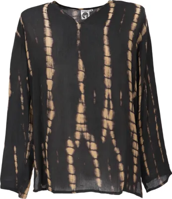 Produktbild von Yoga Hemd, Goa Hemd, Batik Freizeithemd - Schwarz/batik, Herren, Viskose, Größe: XL