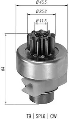 Produktbild von MAGNETI MARELLI 940113020247 Anlasser-Ritzel AMB0247 9939915 074893901010 für FIAT Seicento / 600 Schrägheck (187) Panda Schrägheck (141) CINQUECENTO