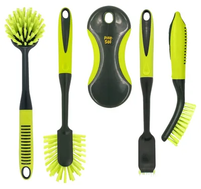 Reinigungsbürsten-Set, 5-teilig, synthetische Fasern, Kunststoff, Grün