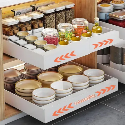 Teleskop-Schublade, ausziehbar, 32–52 cm, 2 Stück, Klebe-Montage