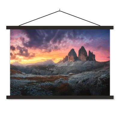 Produktbild von MuchoWow® Textilposter Felsen - Berg - Sonnenuntergang - Landschaft 120x80 cm mit schwarzem Rahmen - Wanddeko