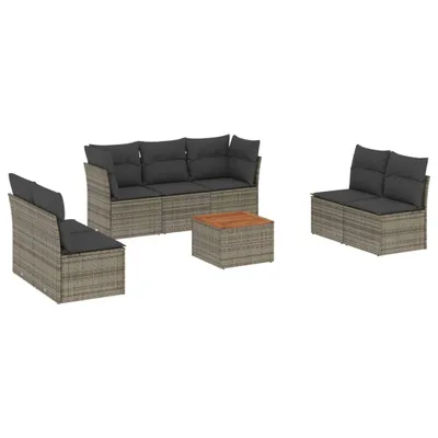 Produktbild von vidaXL 8-tlg. Garten-Sofagarnitur mit Kissen Grau Poly Rattan