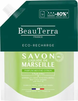 Image de Savon MARSEILLE Citron Menthe, Recharge 900 ml