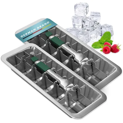 Immagine prodotto di Set di 2 stampi per cubetti di ghiaccio in acciaio inossidabile
