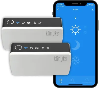 Produktbild von Vernetzter Controller für Konyks eCosy-Elektroheizkörper, Alexa- und Google Home-kompatibel, Pilotkabel 6. Ordnung, Modusanzeigen, einfache Automatisierung