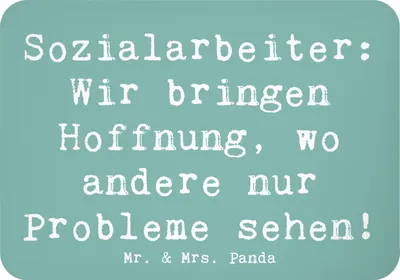 Produktbild von Mr. & Mrs. Panda magnet Spruch Sozialarbeiterin Hoffnungsträger - Meeresbrise - Geschenk, Beratung, Hoffnung, Notizhalter, tafelmagnet, Kühlschrankmagnet, Berufsalltag