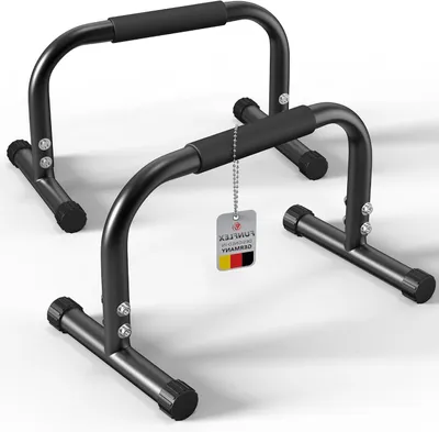 Produktbild von Handstand-Parallelstangen – Stützübungen – Krafttraining zu Hause – Belastbarkeit bis 170 kg – 43 x 23 x 11 cm