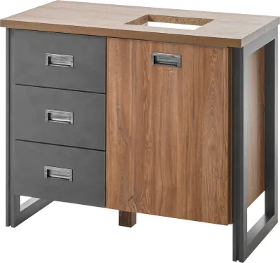 Produktbild von LIVOJO I12 Badezimmer Waschtisch 91 x 75 x 40 cm Stirling Oak & Matera