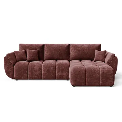 Produktbild von EZIMPAZ Schlafsofa CALVANI, Ecksofa Gesteppt mit Schlaffunktion und Bettkasten, Freistehende Polsterecke, DL-Automatik - Burgund Rechts