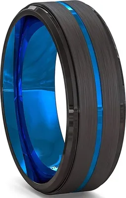 Image de Bague Aron pour Homme - Élégante en Noir et Bleu, Taille 55mm KP7139