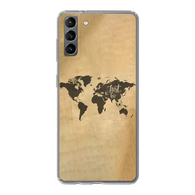 Produktbild von MuchoWow® Handyhülle Schutzhülle Hülle für Samsung Galaxy S21 Plus Weltkarte - Karte - Sprichwörter Silikon Softcase Handy Hülle - Handy-Tasche